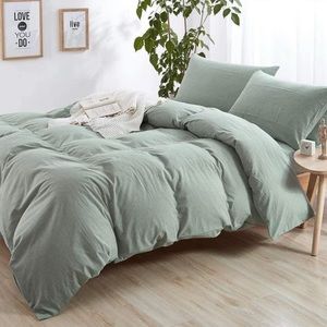 5pc Sage Green Queen Duvet Cover Set